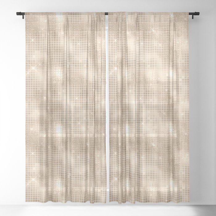 Luxury Soft Gold Sparkle Pattern Sheer Curtain