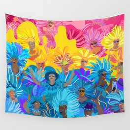 Samba Dancers. Carnival Festive Arrangement Abstract Contemporary Modern Art Colors Festival Party Wall Tapestry