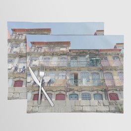 Ribeira picturesque facade, charming Porto, Portugal | Travel Photography Placemat