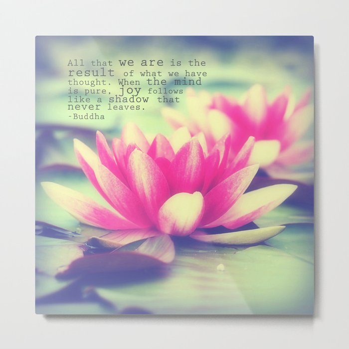 Lotus - Buddha Quote Metal Print