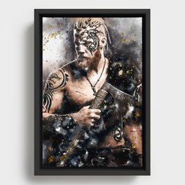 Medieval Warrior Viking with Tattoo Beard and Braids  Framed Canvas