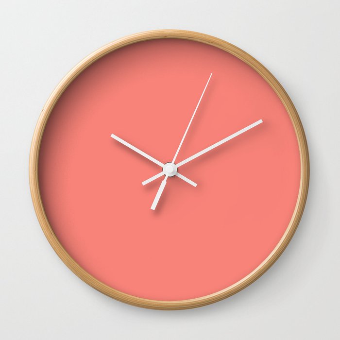 Coral Pink Solid Color Wall Clock