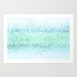 Aqua Seafoam Ocean Glitter #1 (Faux Glitter) #shiny #pastel #decor #art #society6 Art Print