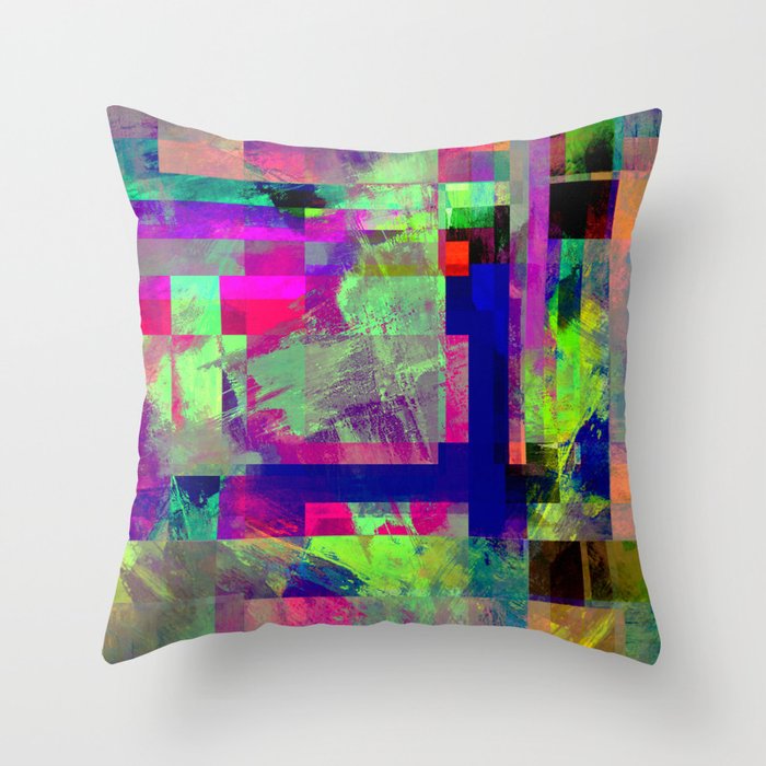 Pastel Geometry X - Abstract, goemetric, pastel coloured, textured artwork Throw Pillow