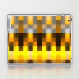 geometric symmetry art pixel square pattern abstract background in yellow brown Laptop Skin