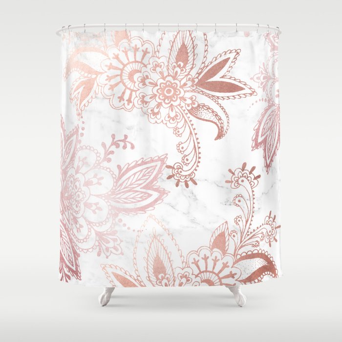 Rose Gold Paisley Shower Curtain By Mermaidandunicorn Society6
