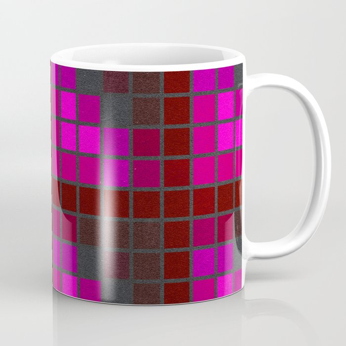 Pink Red and Green Velvet Squares Pattern Coffee Mug