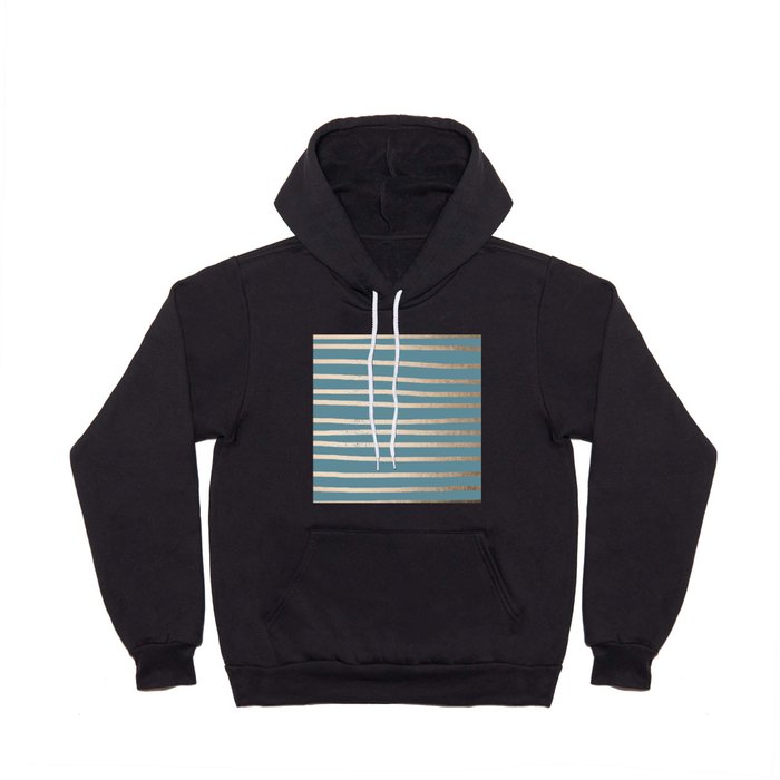 Abstract Drawn Stripes Gold Tropical Ocean Blue Hoody