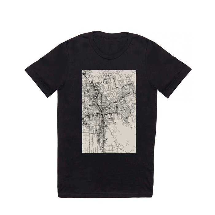 Santa Rosa USA - City Map - Black and White Aesthetic T Shirt