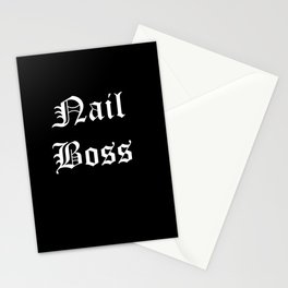 Nail boss white text Stationery Cards