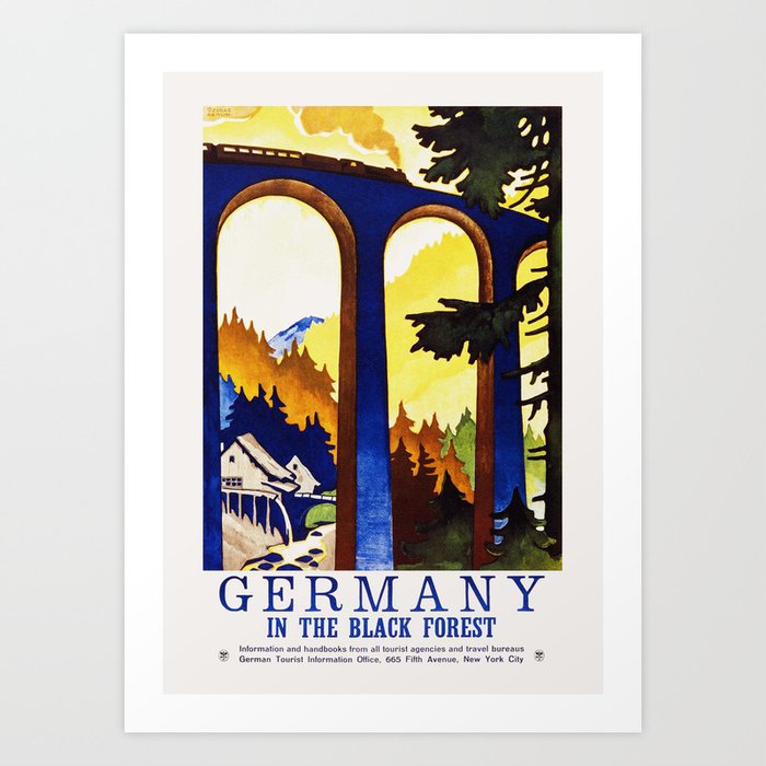 The Black Forest Vintage Travel Poster 1930s / Travel Art Poster / German Wall Art / Schwarzwald, Germany Art Print