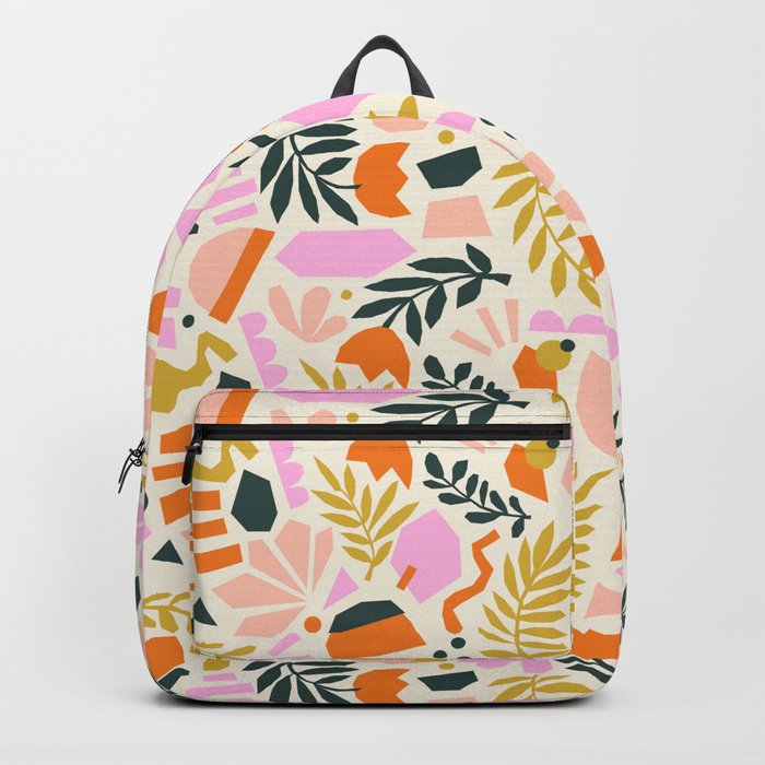 Vintage Flowers Paper Cut Flower Collage Pattern Backpack