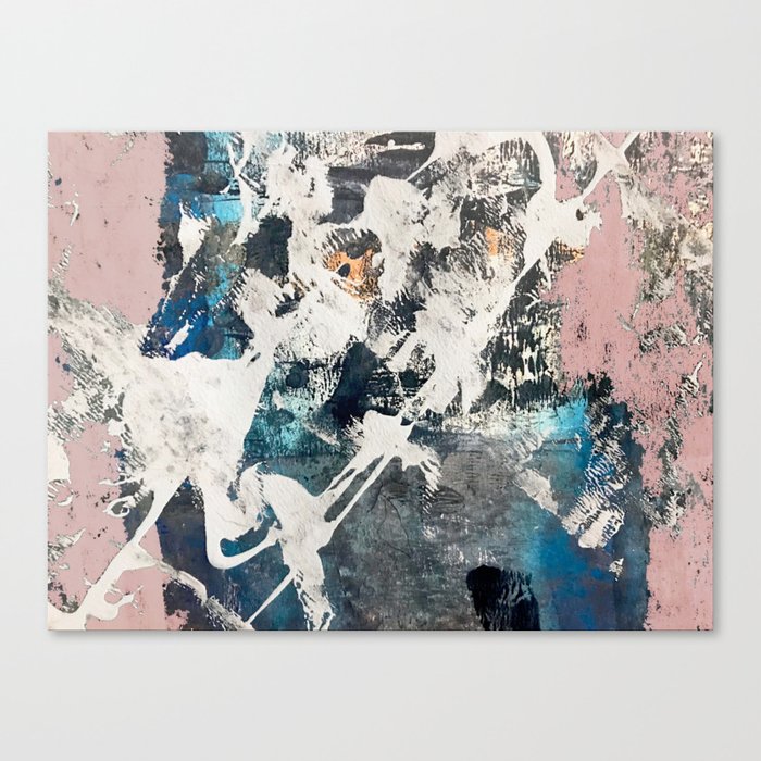 Breaker of Chains: a colorful abstract with white pink blue gray and gold Canvas Print