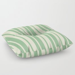 [ Thumbnail: Dark Sea Green and Light Yellow Colored Striped/Lined Pattern Floor Pillow ]