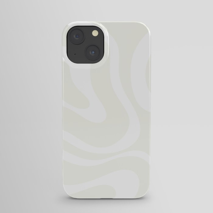 Modern Liquid Swirl Abstract Pattern in Barely There Eggshell on White iPhone Case