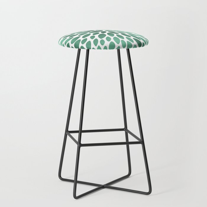 Floral Bloom Green and White Bar Stool