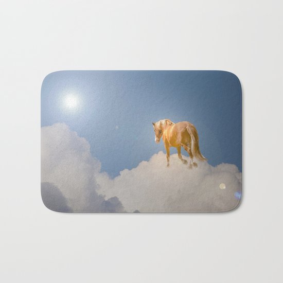 Walking on clouds over the blue sky Bath Mat