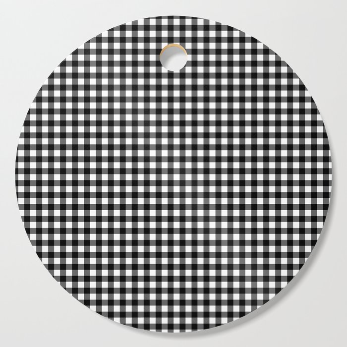 Gingham Plaid Pattern - Black and White Cutting Board