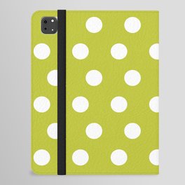 Classic Polka Dot Pattern_ White Green Yellow Banana Yellow Oliver Green  iPad Folio Case