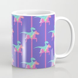 Velociraptor Carousel Coffee Mug | Kids, Dino, Carousel, Violet, Pattern, Graphicdesign, Digital, Fair, Colorful, Vector 