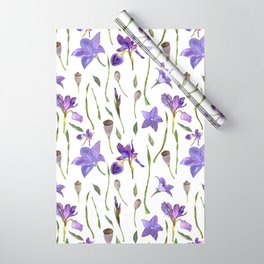 purple iris watercolor pattern Wrapping Paper