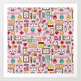 Proud To Be A Nurse pattern in pink Art Print