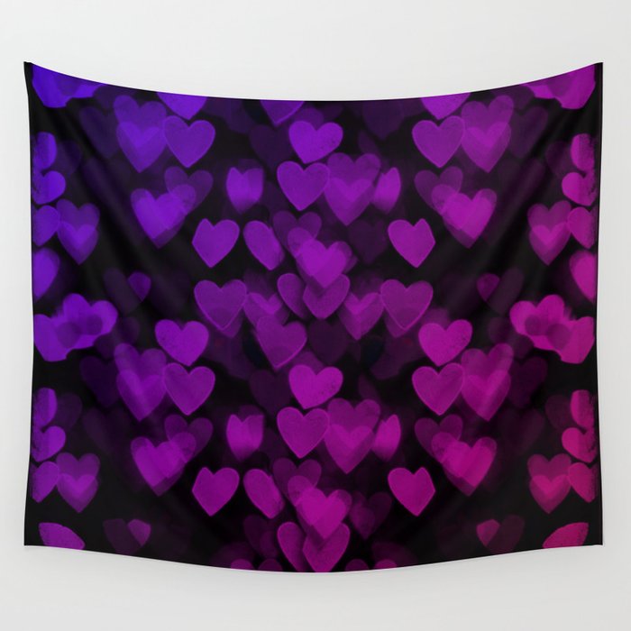 Goth hearts black pink purple Wall Tapestry