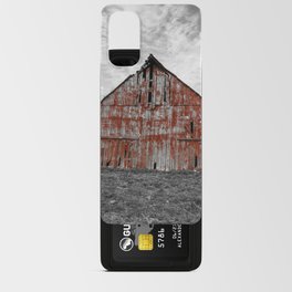 Worn Paint - Rustic Red Barn Against Black and White Landscape on Early Spring Day in Missouri Android Card Case