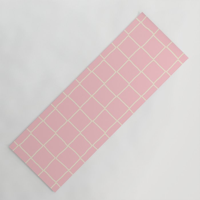 Blush Pink Checkered Tiles Yoga Mat