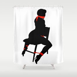 Bondage girl on chair Shower Curtain
