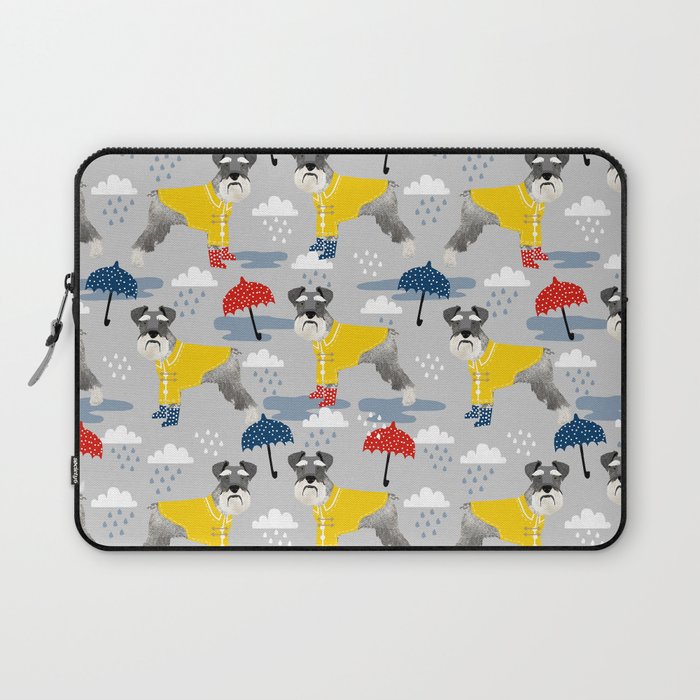 Schnauzer spring raincoat cute pattern for dog lover with schnauzers Laptop Sleeve