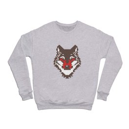 Fair isle knitting grey wolf // oak and taupe brown wolves red moons and pine trees Crewneck Sweatshirt
