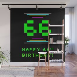 [ Thumbnail: 66th Birthday - Nerdy Geeky Pixelated 8-Bit Computing Graphics Inspired Look Wall Mural ]