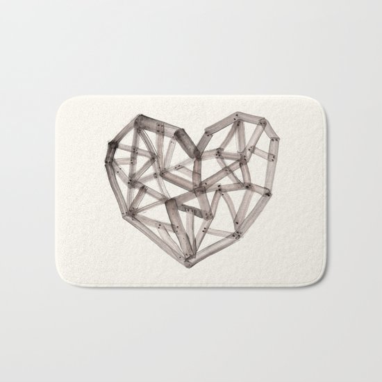 Wooden Heart Bath Mat