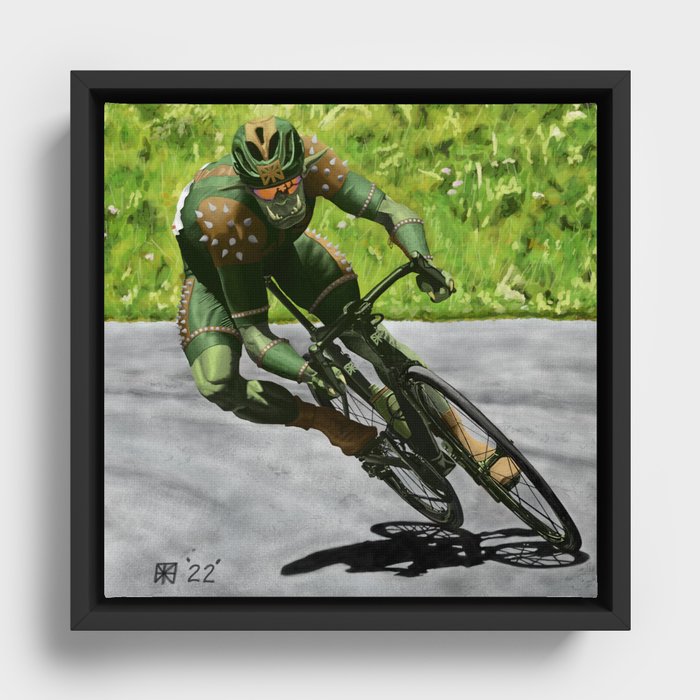 Fantasy Cyclist Bike Racing Framed Canvas