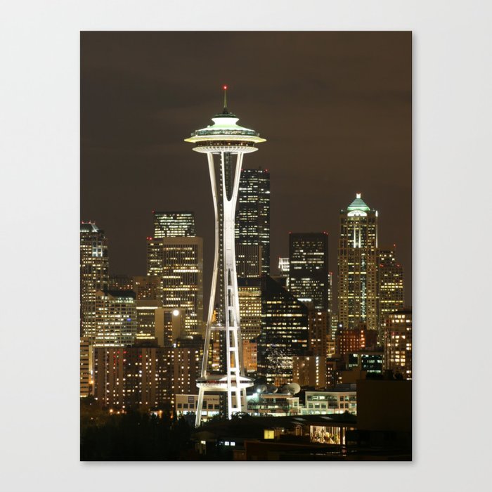 Seattle Space Needle at Night - City Lights Canvas Print
