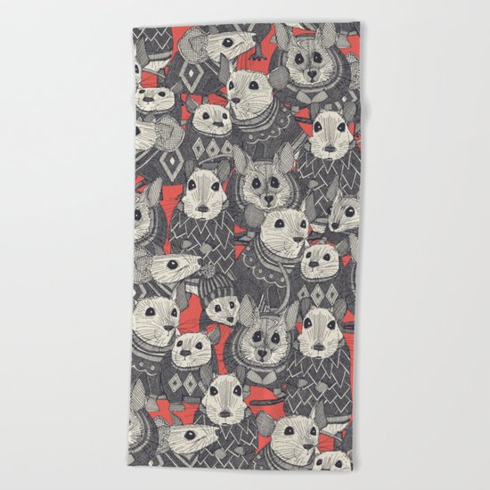 sweater mice coral Beach Towel