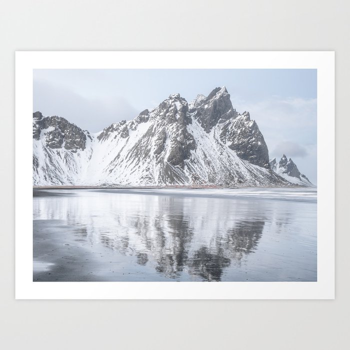 Vestrahorn Mountain Reflection Iceland  Art Print
