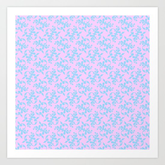 Pattern #10, blue on pink Art Print