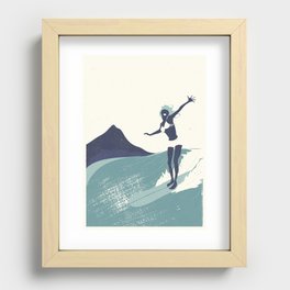 Surfer Girl in Blue Recessed Framed Print