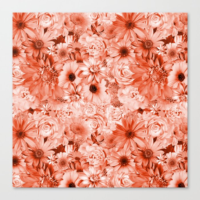 coral pink floral bouquet aesthetic cluster Canvas Print