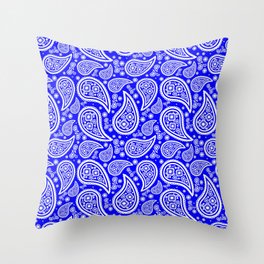 Paisley (White & Blue Pattern) Throw Pillow
