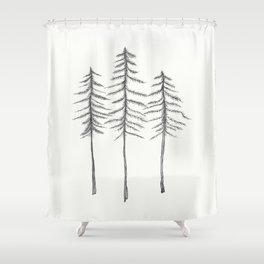 Pine Trees Pen and Ink Illustration Shower Curtain