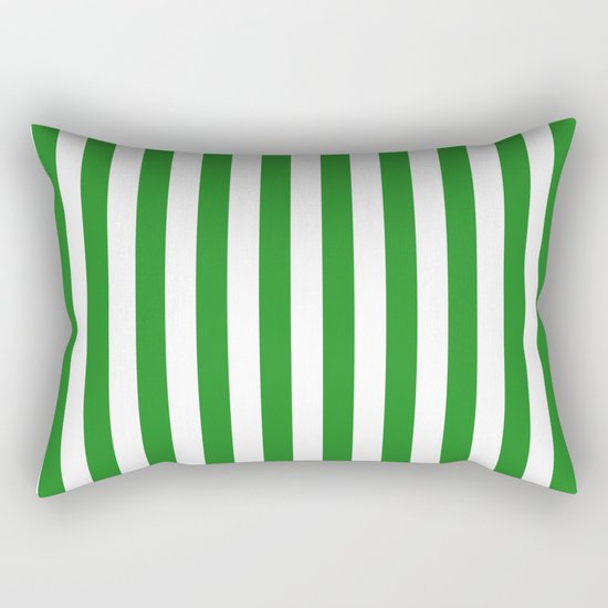 Vertical Stripes (Forest Green/White) Rectangular Pillow