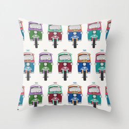 Thailand Tuk Tuks in a Row Throw Pillow