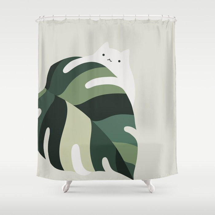 Cat and Plant 12B Shower Curtain