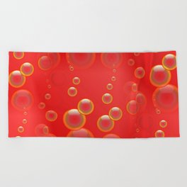 Red Bubbles Beach Towel