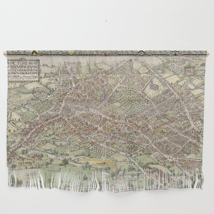 A Picture Map of Birmingham in 1730 - Vintage Pictorial Map Wall Hanging