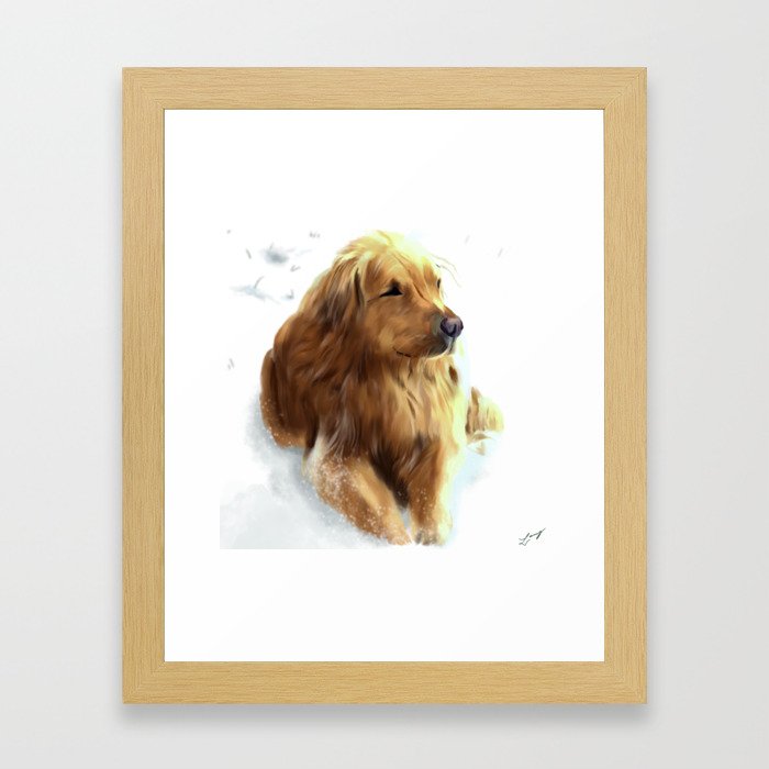 Snowy Day, A Golden Retriever’s First Winter  Framed Art Print