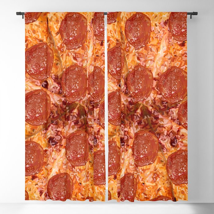 Pepperoni Cheese Pizza Pattern Blackout Curtain